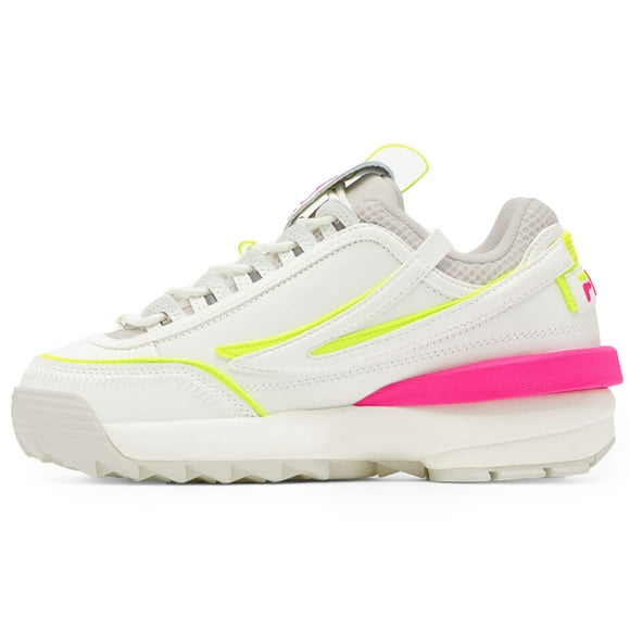 Fila Womens Disruptor II Premium Sneakers Snow WhiteWhite SandPink glo, 65 B - Medium