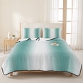 thumbnail image 3 of Twin Quilt Set 68''x86'', Aqua Teal White Ombre Lightweight Bedspread Coverlet Set with 2 Pillow Shams, Modern Abstract Art Farmhouse Gradient Breathable All Season Quilt Bedding for Dorm/Bedroom, 3 of 9
