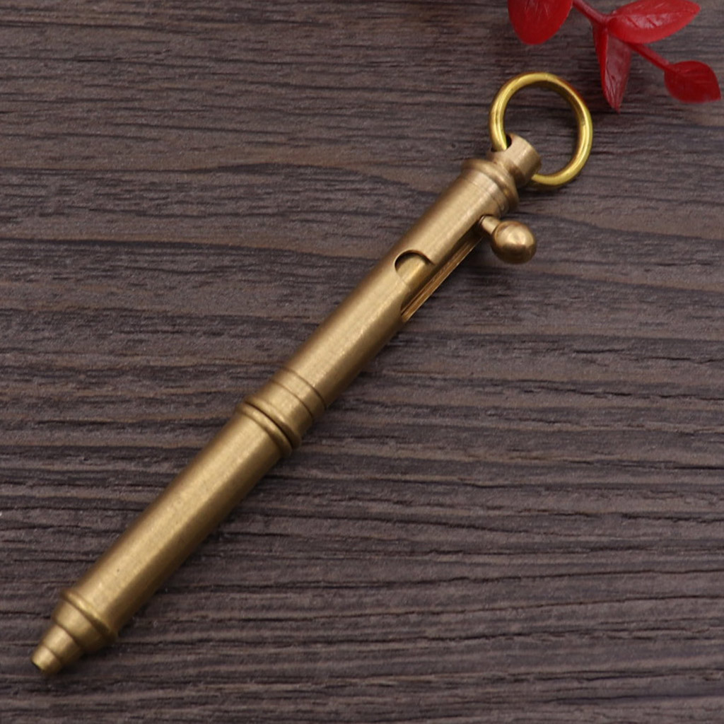 Machine Gun-shaped Brass Pen Gun Bolt Style with Hanging Ring Creative Retro Brass Pen Office Stationery Gift Pen - image 4 of 11