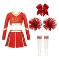 thumbnail image 1 of Sxiwei Robe de Cheerleader pour Filles, Crop Tops avec Jupes, Bas Pompon, Uniforme d'Équipe, Rouge 8, 1 of 5