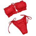 thumbnail image 3 of Gupgi Womens Solid Color Swimming Set, Bandage Bikini Top + Lace Up Briefs, 3 of 5