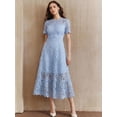 thumbnail image 5 of Sky Blue Lace Midi Dress With Short Sleeve And High-Low Ruffled Hem, 5 of 30
