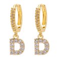 thumbnail image 1 of Pendientes de aro con inicial chapada en oro delicado Pendientes colgantes con letra del alfabeto Pendientes de gota con colgante inicial con letra brillante de diamantes de imitación para Wmkox8yi sjalhkljlk4778, 1 of 1