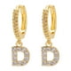 thumbnail image 1 of Pendientes para mujer, delicados pendientes de aro con inicial chapados en oro, pendientes colgantes con letras del alfabeto, pendientes colgantes con inicial de letra de diamantes de imitación brilla, 1 of 3
