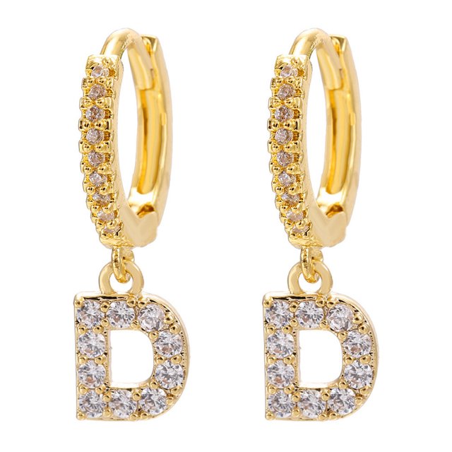 Iumwxz Dainty Gold Plated Initial Hoop Earrings Letter Alphabet Dangle Earrings Fashion Sparkly Rhinestone Letter Initial Pendant Drop Earrings For Women Valent