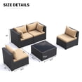 thumbnail image 3 of MRUAKA 5 Pieces Patio Conversation Set, Outdoor Sectional PE Rattan Wicker Furniture Seat,Khaki, 3 of 6