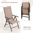thumbnail image 4 of Costway 1 PCS Patio Folding Dining Chair with 7-Level Adjustable High Backrest for Garden Brown, 4 of 10