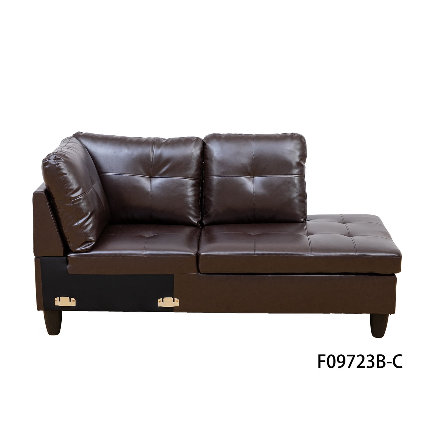 Hommoo Faux Leather Sectional Sofa Model Set, Modern 4-Seat Couches and Sofaes, L-Shaped Living Room Furniture Set, Brown(No Ottomans)
