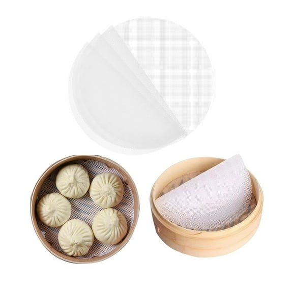 Reusable Round Silicone Liners,5Pack White Poratble Non-stick Steamer Mesh Mat,9.8x9.8In Round Dumplings Mat for Home,Kitchen