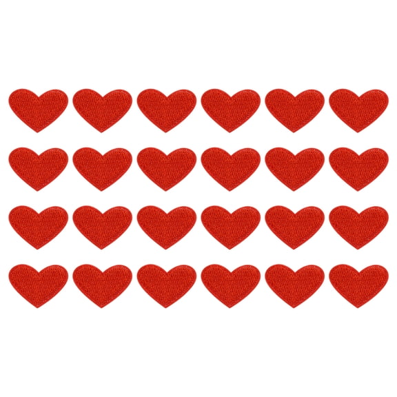 Uxcell 24Pack Iron on Heart Patches Sew on Heart Embroidered Patches, 25mm Red