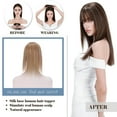thumbnail image 6 of MY-LADY Clip In Remy Topper Hairpiece With Bangs Human Hair Clip On Toupee Wispy Bangs For Women Middle Part With Hair Loss Thinning Hair #27 Dark Blonde, 6 of 7