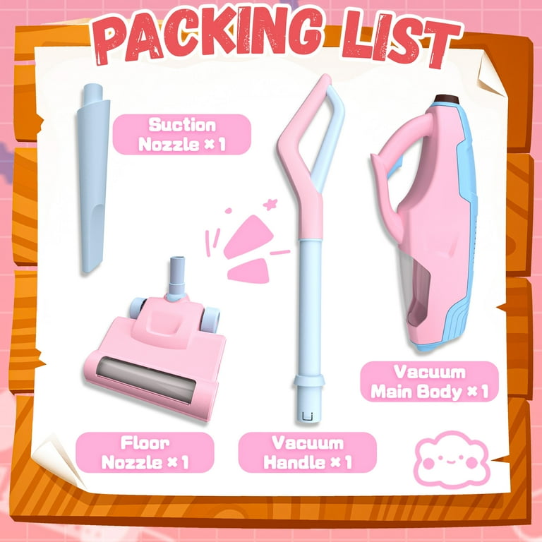 YCFUN Kid Toy Vacuum Cleaner, Cordless Vacuum with Realistic