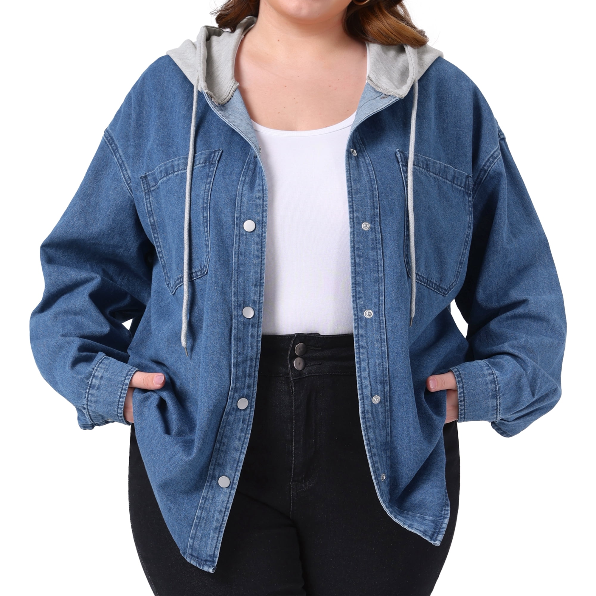 DARING DIVA Women's Plus Denim Long Sleeve Button Down Western Outfit 3X Blue