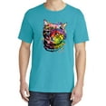 thumbnail image 2 of Wild Bobby,Cute Colorful Rainbow Cat Animal Lover Garment-Dyed Washed Look Short Sleeve Tees, Blue Lagoon, Small, 2 of 3