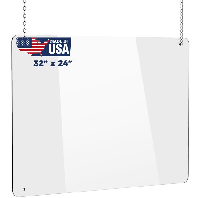 Hanging Portable Acrylic Plexiglass Sneeze Guard Shield for Counter