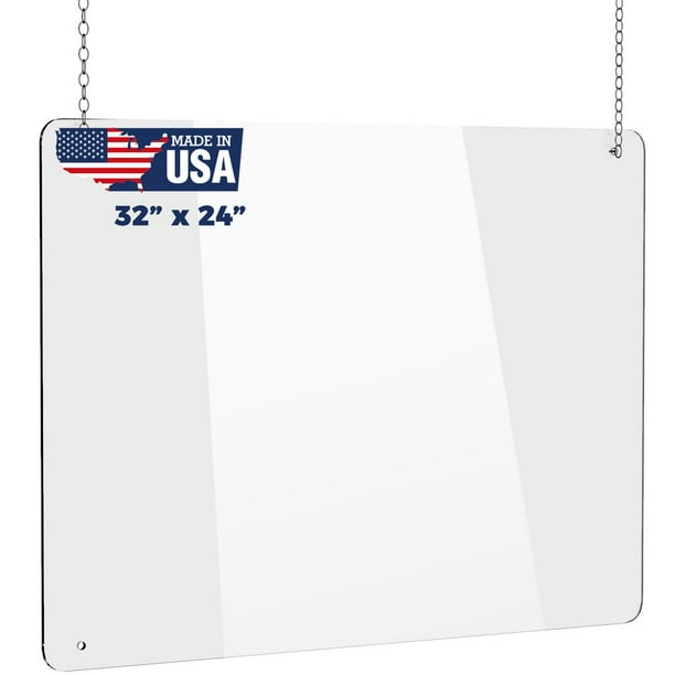 Hanging Portable Acrylic Plexiglass Sneeze Guard Shield for Counter