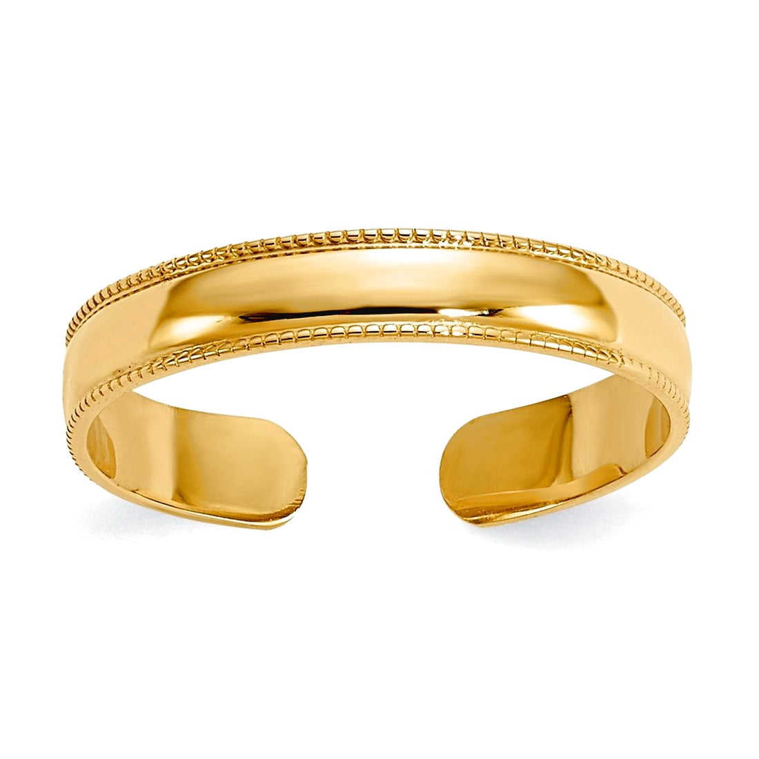 Solid 10k Yellow, White or Rose Gold 3mm Milgrain Polished Adjustable toe ring toe ring for Women