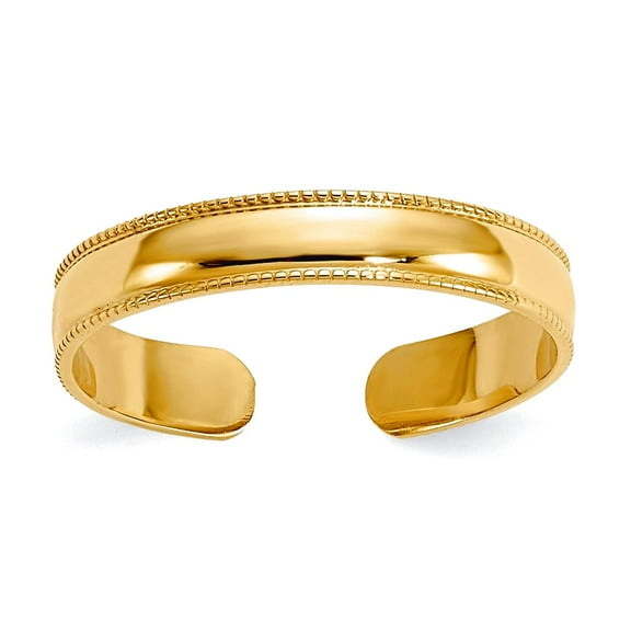 10k Solid Yellow Gold Mill Grain Adjustable toe ring toe ring for Women -
