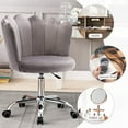 thumbnail image 5 of Adjustable Vanity Chair Velvet Chair, Velvet Desk Chair for Home Office, Grey Vanity Chair with Wheels, Armless Accent Chair for Small Space, 360° Swivel Office Chair for Bedroom/Living Room, L1247, 5 of 8