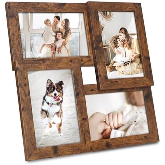 Picture Frame 4x6 Collage Frame for 4 Photo Display for wall and tabletop,Brown$$Home Decor, Kitchen, & Other