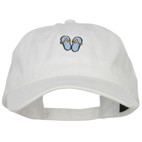 Mini Flip Flop Embroidered Washed Cap - White OSFM