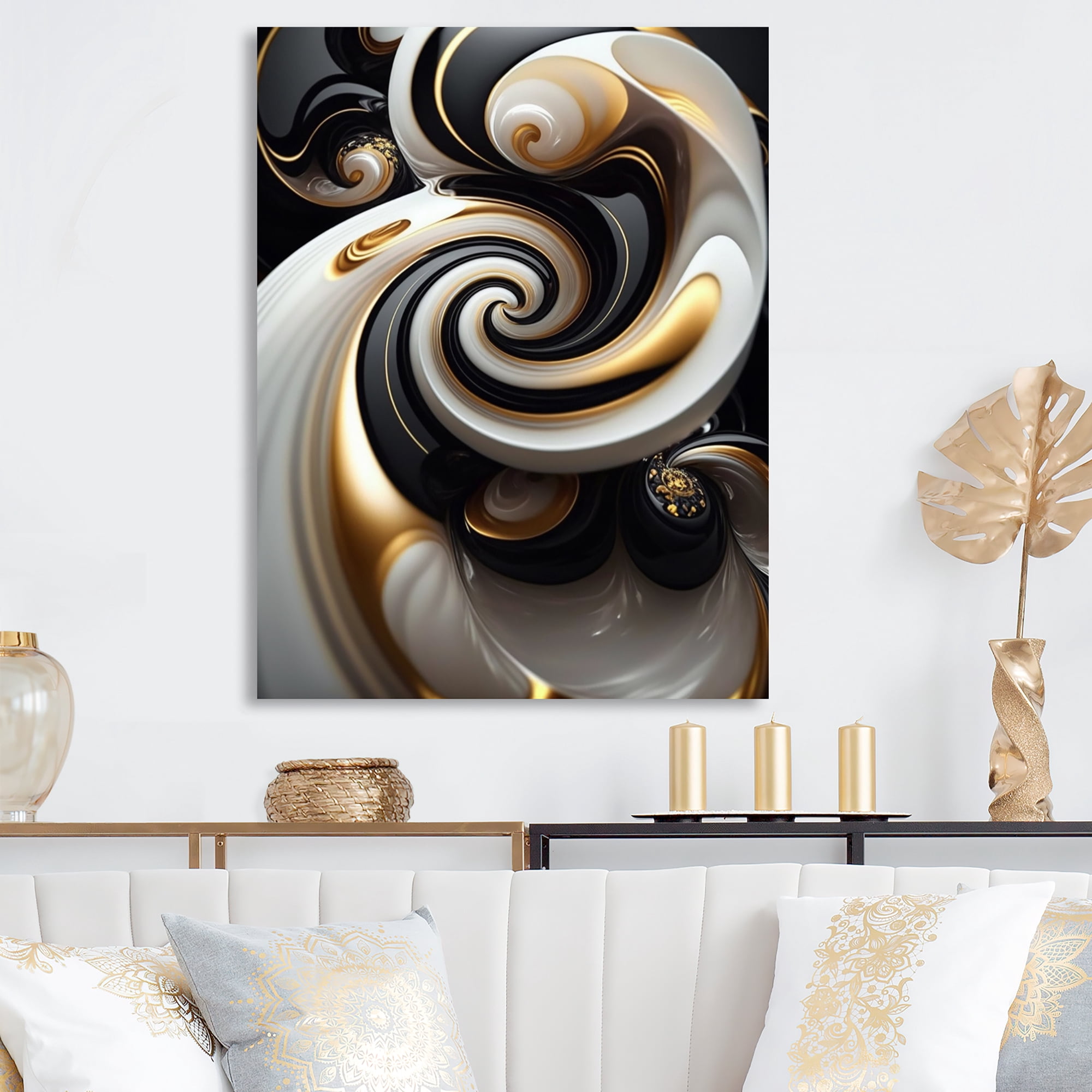 Designart Liquid White Stained Glass III Canvas Wall Art