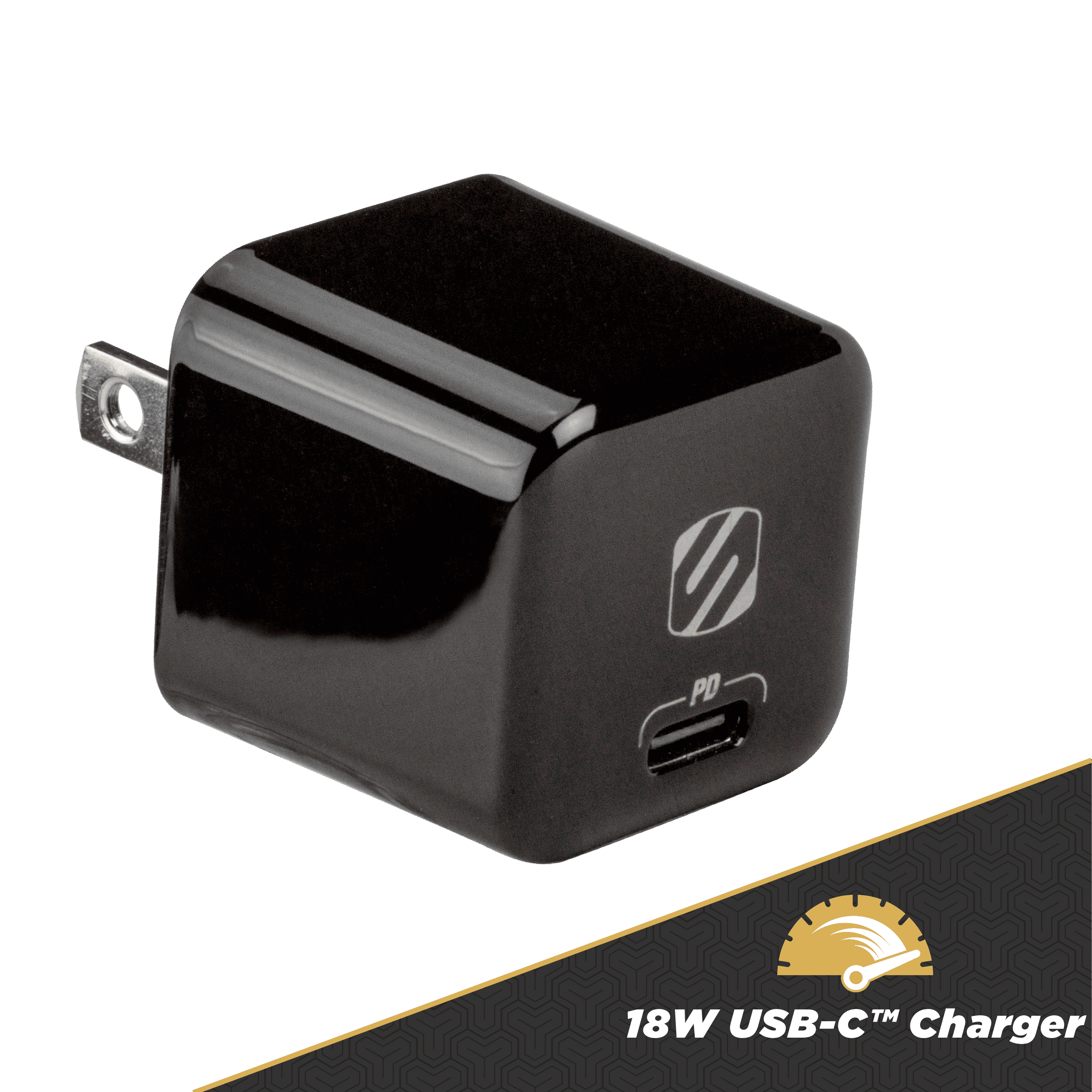 Scosche HPDC8M-SP PowerVolt 18W Mini Cube USB-C Fast Charger - Black