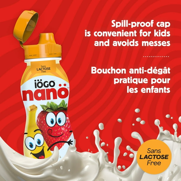 iÖGO nanö Drinkable Strawberry-Banana Lactose-Free Yogurt 1%, 93ML