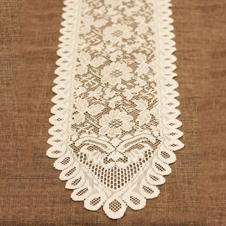 Damanni Rectangular Cotton Handmade Crochet Lace Table Runner Doilies Table  Dresser Scarf Décor,19 Inch by 27 Inch，White