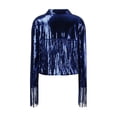 thumbnail image 6 of Sequin Fringe Jacket Shiny Disco Cowgirl Outfit Sparkly Theme Y2K 90s Streetwear Jacket Glitter Tassel Coat Long Sleeve Open Front Jacket Fall Outfits Blue One Size, 6 of 7