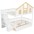 thumbnail image 6 of Euroco Wood Full over Full Bunk Bed with Drawers, House Bed with Storage Staircase, White, 6 of 14