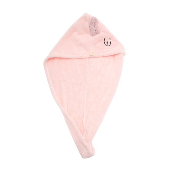 Unique Bargains 1pc Water-absorbent Cartoon Embroidery Hair Towel 25.59"x 9.84" Pink