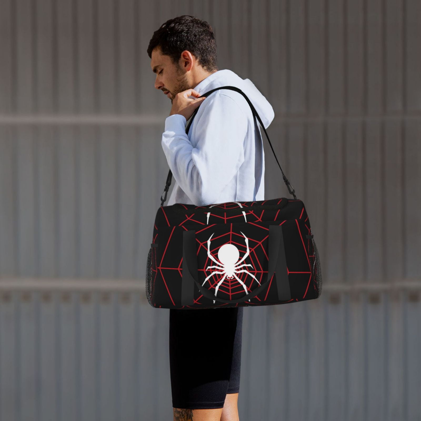 Horeoi Spider On The Web for Travel Duffle Bag with Adjustable Strap - Large Capacity Hand Carry for Gym Sports Outdoor