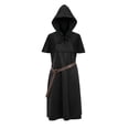thumbnail image 2 of SAWOBUUN Mens Renaissance Set Medieval with Hooded Surcoat Leather Belt Ren Faire Halloween Outfit, 2 of 6