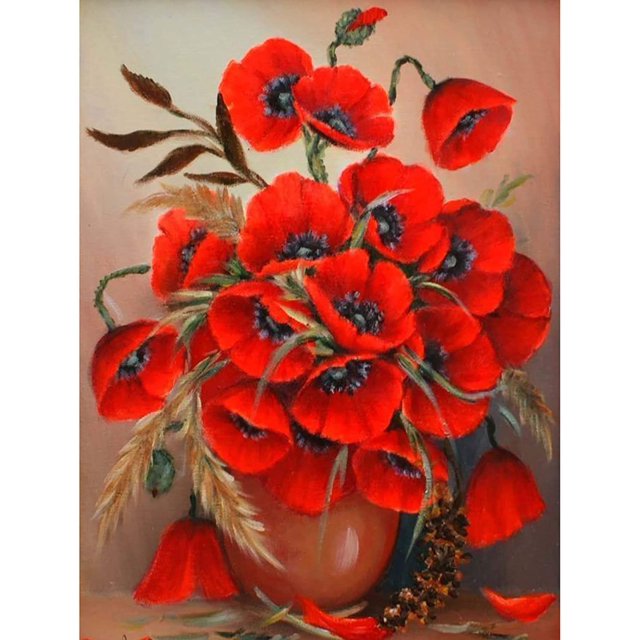 Pintura de diamante 5D flor completa, kit de pintura de diamante bordado DIY amapola completa, tela de lona ideal para decoración del hogar, sala de estar, dormitorio, oficina, 30 x 40 cm JM MX-0134517FYD