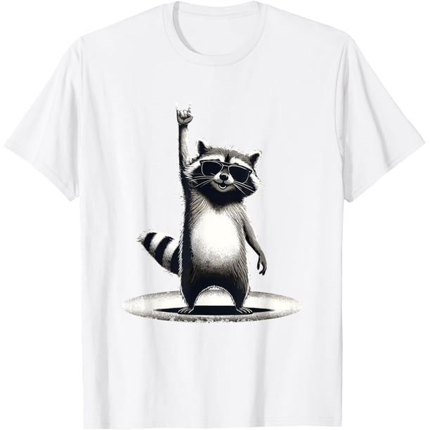 Retro Raccoon Rock Music Gift - Camiseta divertida de mapache para hombres y mujeres