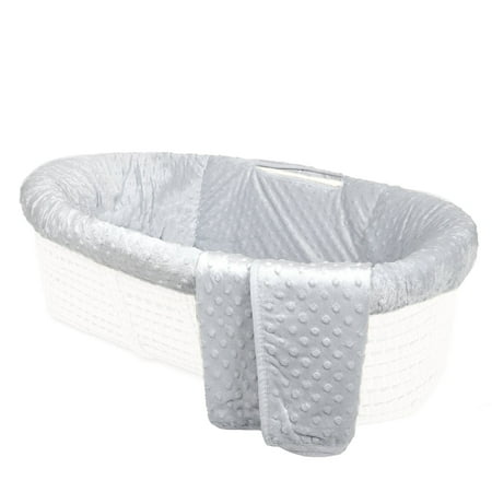 Tadpoles Minky Dot Moses Basket Bedding Only Set, Grey