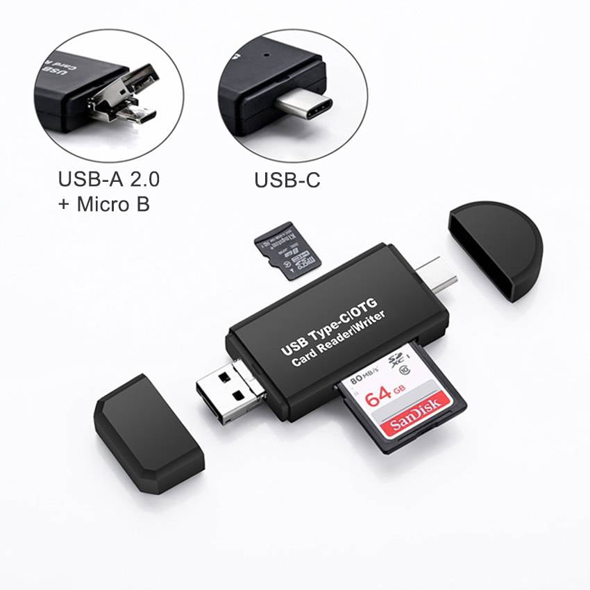 Portable MMC SD SDHC TF Card Memory Card Reader to USB 2.0 Adapter With Light US