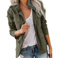 thumbnail image 1 of Chaqueta militar con botones a presión para mujer, ropa de calle, abrigo de otoño, chaquetas utilitarias de manga larga, 1 of 3