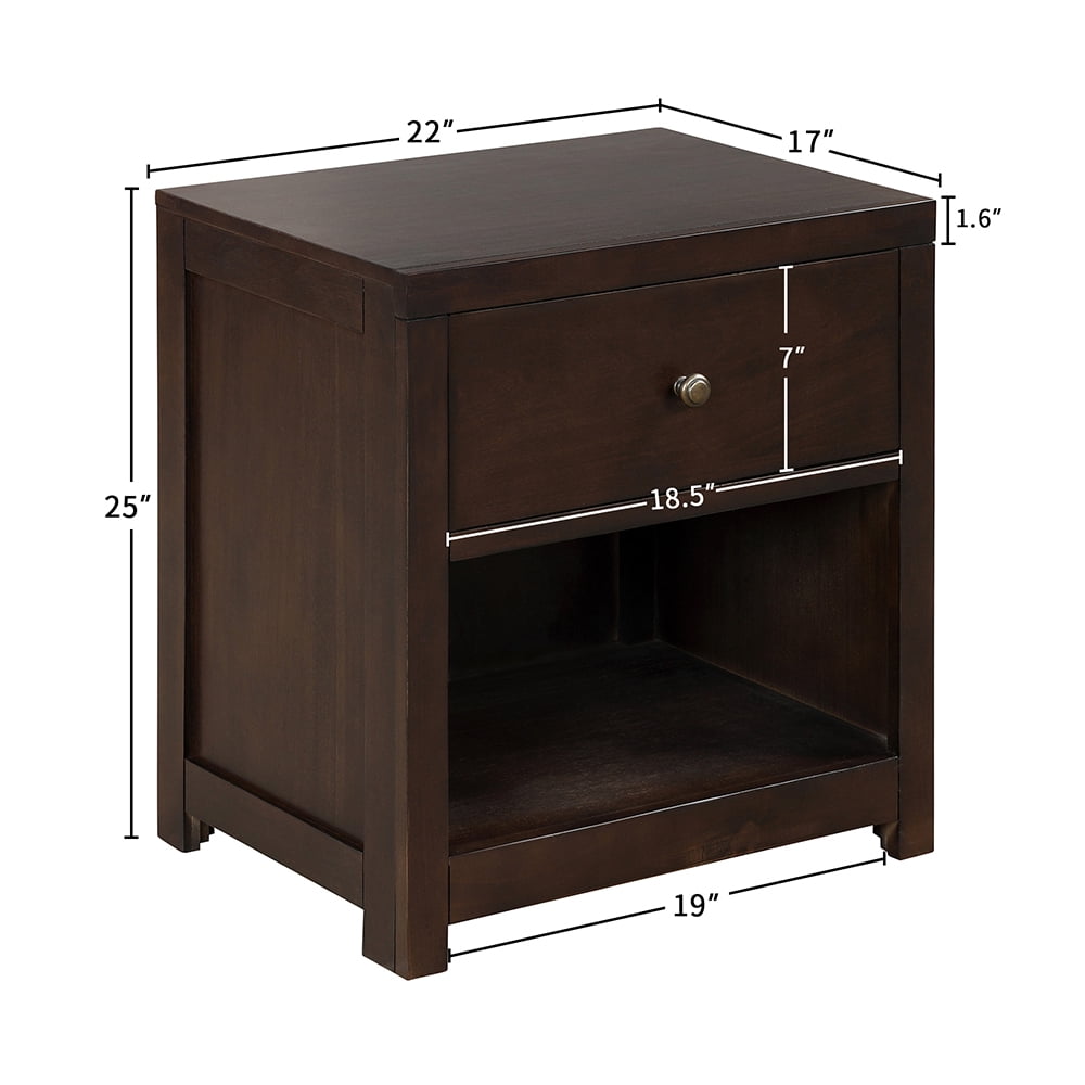 Lowestbest Modern Farmhouse 1-Drawer Nightstand, Solid Wood Nightstand, Side End Table for Home Office, Rich Brown Lowestbest Modern Farmhouse 1-Drawer Nightstand, Solid Wood Nightstand, Side End Table for Home Office, Rich Brown