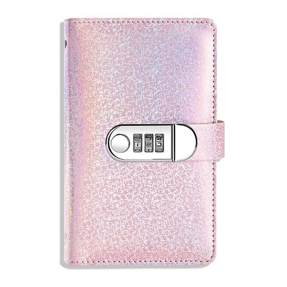 PU Budget Cash Saving Binder with Combination Lock 50 Double-Sided Inner Pages Money Organizer Envelope Planner Wallet Pink Multi Color