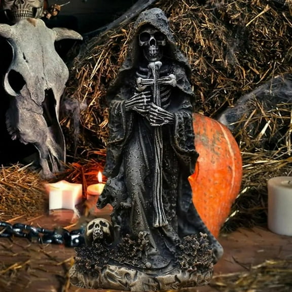 Skeleton Figurine Evils Grim Reaper for Halloween Home Office Decor Resin Statue Sculpture Ornament D