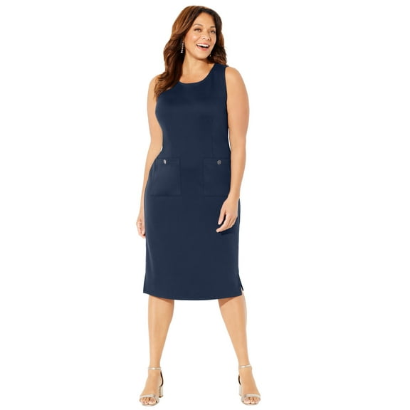 Catherines Women's Plus Size Ponte Sleeveless Shift Dress