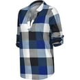 thumbnail image 3 of Frontwalk Ladies T-shirt V Neck T Shirt Long Sleeve Tee Women Casual Tunic Blouse Check Print Tops Blue XL, 3 of 5