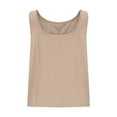 thumbnail image 5 of Tank Tops for Women Women's Linen Blend Round Neck Button Up Sleeveless Tank Camisoles for Women Beige L, 5 of 7