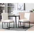thumbnail image 3 of Guyou Modern Dining Chairs Set Of 2, PU Leather Upholstered Dining Chairs with Metal Legs for Dining Room, Living Room, Bedroom (White), 3 of 10