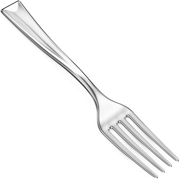 4" Elegant Silver Plastic Mini Tasting & Sample Forks, 100 Pack