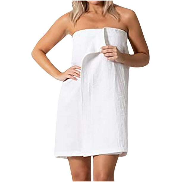 Women's Bath Towel Wrap Bathrobe, Spa Towels Robe Beach Towel Skirt with Adjustable Closure Gym