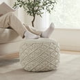 thumbnail image 4 of Ornavo Home Pouf Ottoman Foot Rest - 100% Cotton Pouffe - Hand Knitted Macrame Braid - Boho Round Stuffed Ottoman for Living Room, Bedroom, 4 of 6