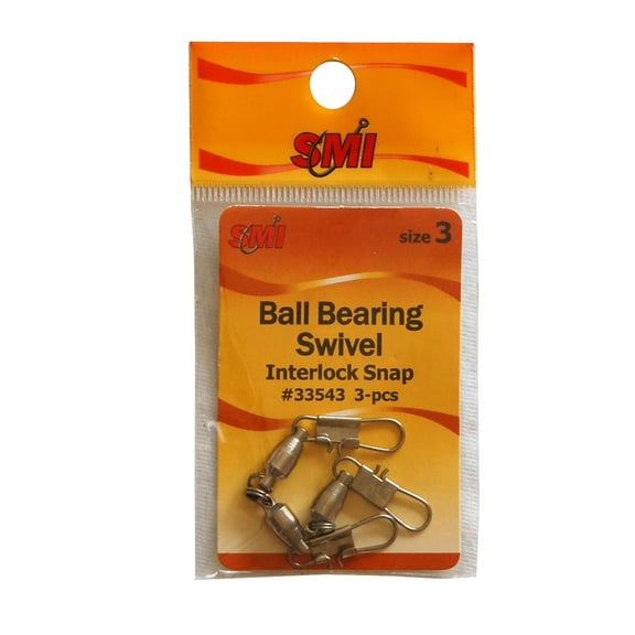 Beau Mac SMI Ball Bearing Swivels w/Interlock snap size 3 Nickel 33543 3 Pack